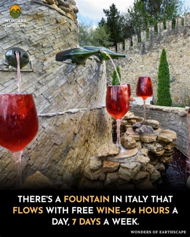 Italian town unveils wine fountain where visitors drink for free